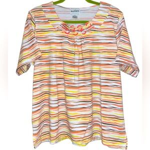BonWorth 90’s short sleeve striped peach top size Med